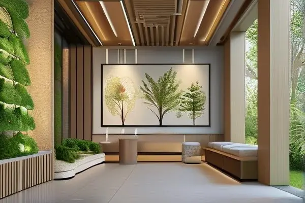 公園裝修設計室內部，設計師與客戶討論公園規劃方案