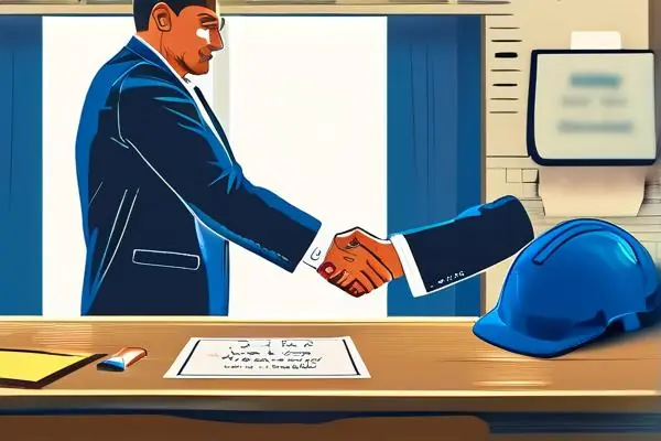 健身房業主與裝修公司簽訂合同的場景