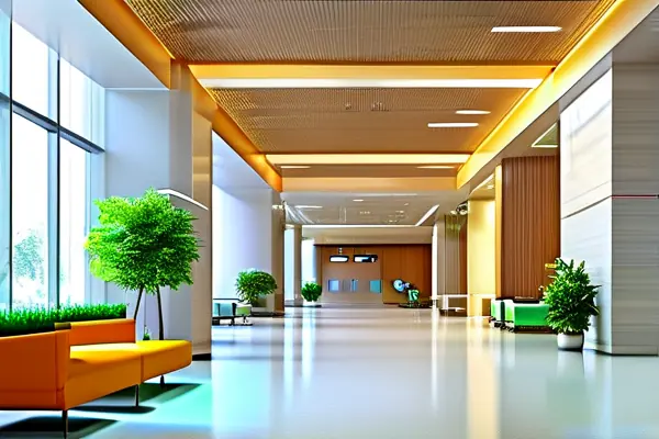 現代醫院大廳裝飾效果展示