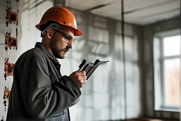 專業(yè)驗房師使用檢測工具進(jìn)行房屋驗收