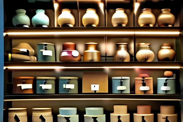 多種擺件工藝品展示及價格標簽