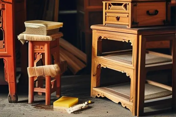 紅木家具保養師傅現場操作示范