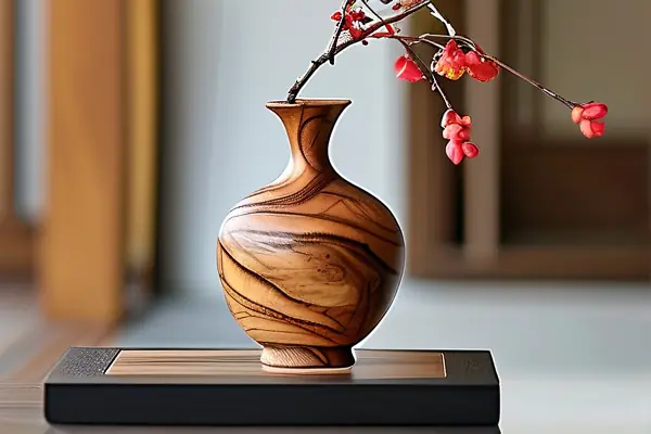 手工雕刻木制工藝品花瓶展示