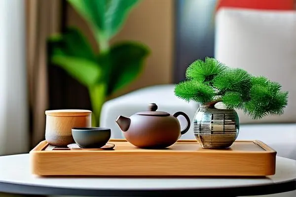 新家客廳茶幾上擺放的各種精美喬遷禮品