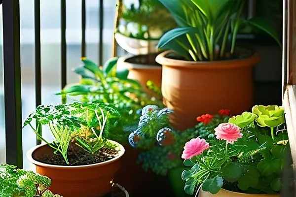 室內陽臺盆栽花卉布置效果圖
