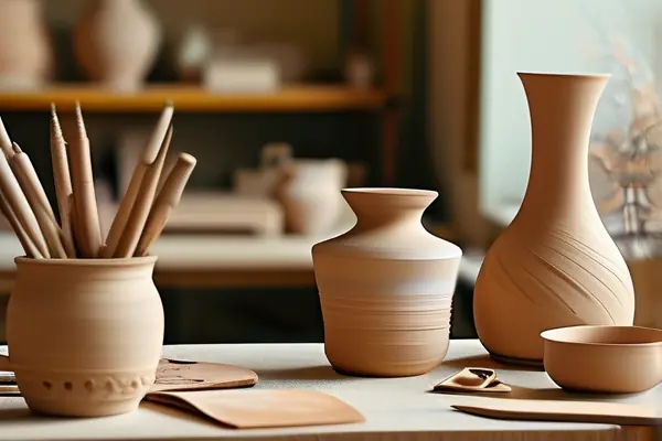 手工藝人制作陶瓷工藝品的場景