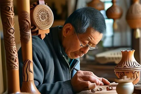 老匠人手工制作特色工藝品的場(chǎng)景