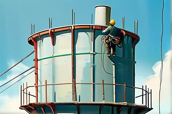 涼水塔外墻裝修施工現場