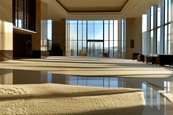 賓館大廳鋪設(shè)高檔羊毛地毯實景圖