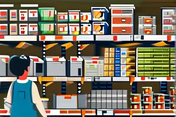 揚州建材五金店內景，顧客正在咨詢選購