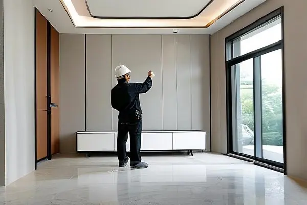 專業驗房師檢查新房墻面和地面