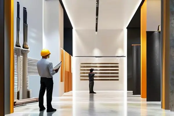 展廳設計施工現場工作場景