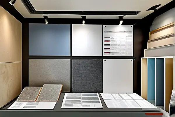 不同吊頂材料樣品與裝修預算工具展示