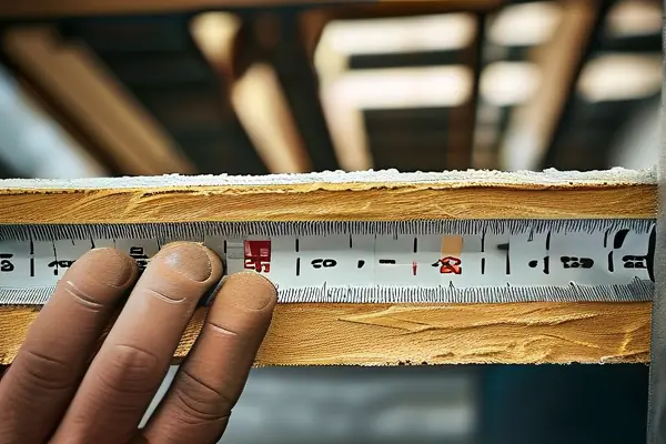 裝修師傅精準測量吊頂龍骨間距現場圖