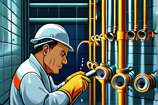揚州家裝師傅使用專業水管清洗設備進行作業