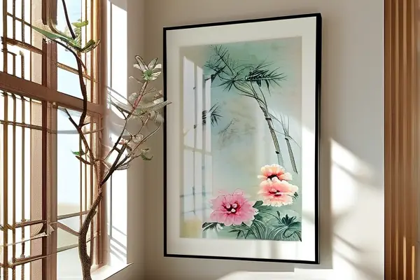 傳統(tǒng)國(guó)畫(huà)懸掛在客廳的凈化效果展示