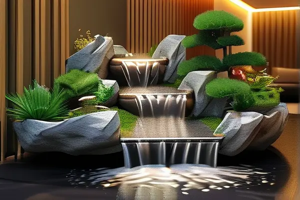 現代家居中的流水裝修工藝品實景展示