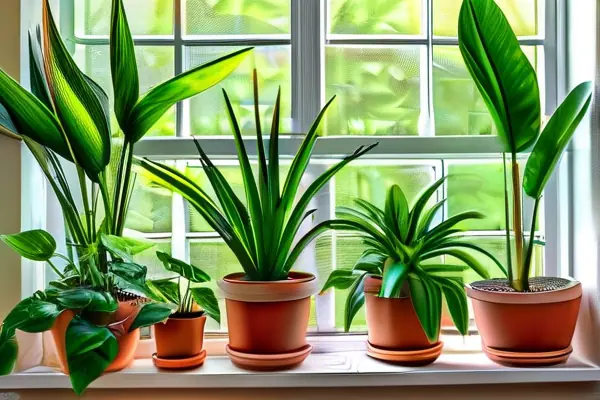 室內擺放多種凈化綠植的客廳場景