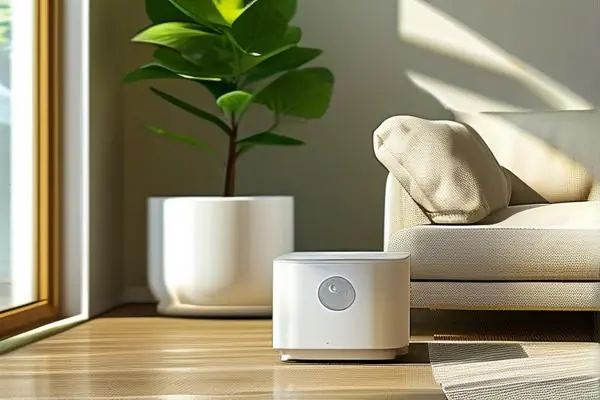 現代家居環境中使用的白色電子濕度計