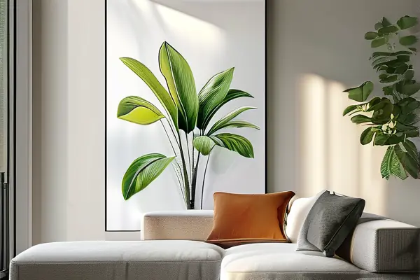 現代客廳懸掛植物主題凈化裝飾畫效果圖