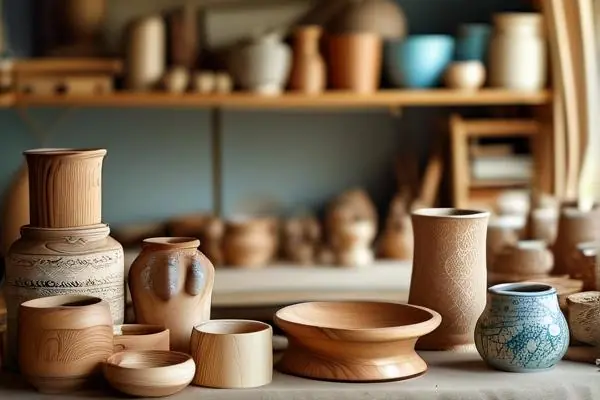 工匠制作手裝修工藝品的場景