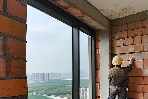揚(yáng)州陽臺砌墻封窗施工現(xiàn)場圖
