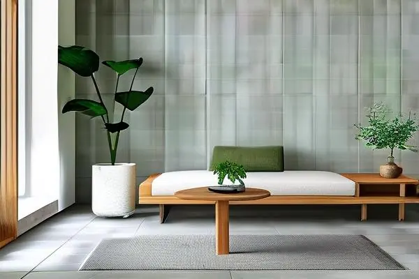 現(xiàn)代簡約風(fēng)格客廳鋪設(shè)淺灰色瓷磚效果圖