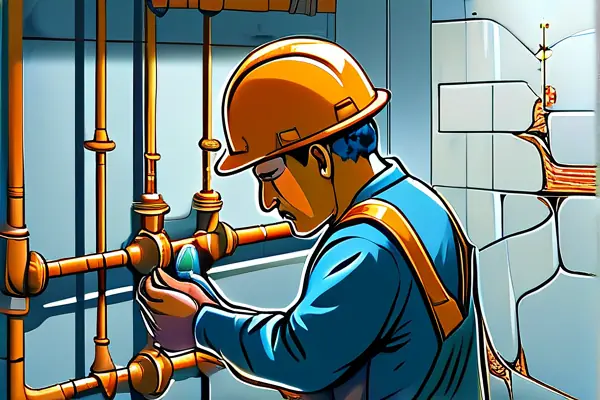 專業(yè)水管工使用先進(jìn)設(shè)備檢測衛(wèi)生間水管漏水