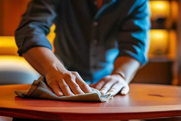 專業人士正在保養紅木家具