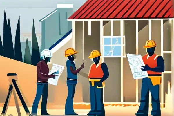 家庭裝修現場施工與進度討論實景圖