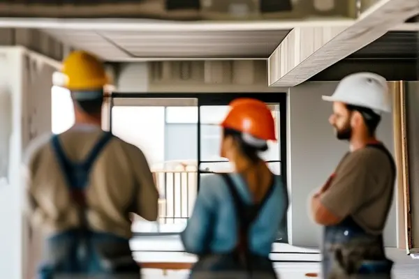 裝修常識隊施工現場咨詢場景