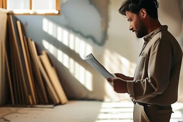 業(yè)主與設(shè)計師討論裝修方案