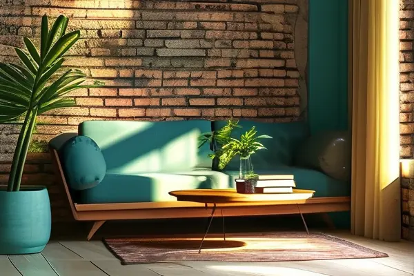 復(fù)古風(fēng)格客廳青磚墻面裝飾效果圖