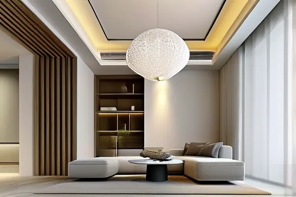現代簡約風格石膏線吊頂實景效果圖