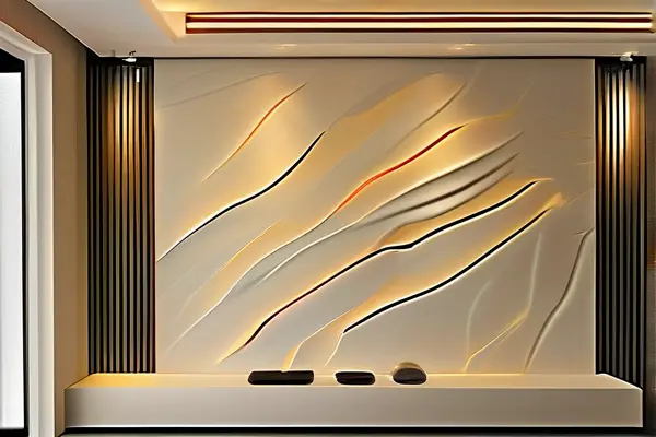 現(xiàn)代簡約風(fēng)格石膏背景墻實景效果圖