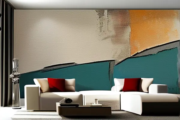 現代客廳墻面貼有不凡墻紙的效果展示