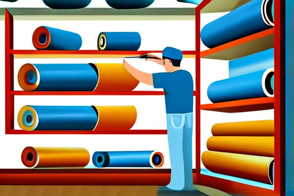 揚州家裝師傅正在精心裁剪墻紙