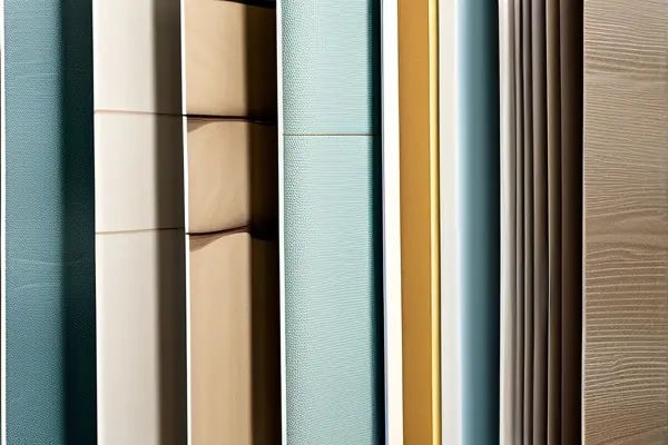 不同紋理和圖案的墻紙樣品展示