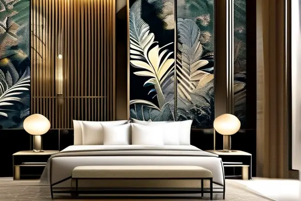 豪華賓館房間展示多種墻紙紋理和圖案