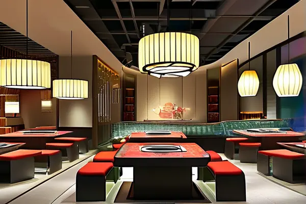 現代風格火鍋店內部裝修效果圖