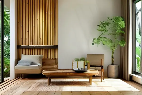 使用環(huán)保材料裝修的現(xiàn)代家居客廳實景圖