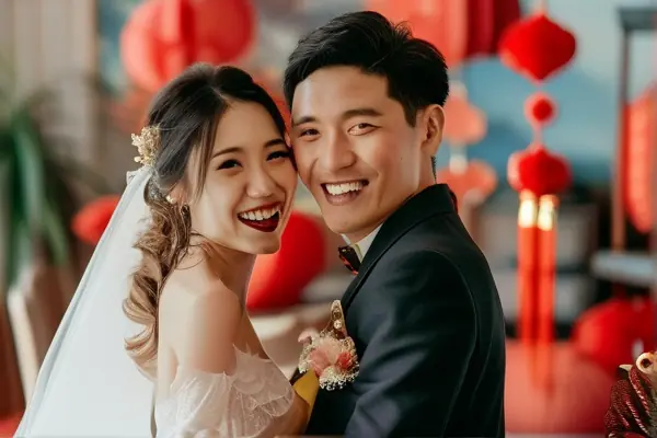 新婚夫婦在風(fēng)水布局合理的婚房?jī)?nèi)