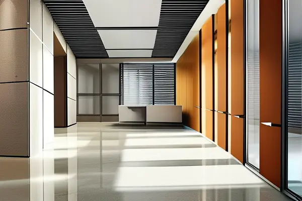 辦公樓裝修驗收現場,專業人員正在檢查裝修質量