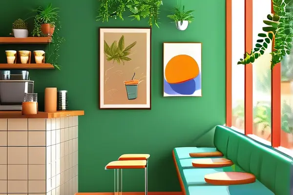 現代風格奶茶店內部裝修效果圖