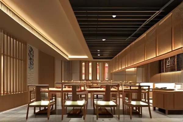 現代化中式餐廳內部裝修效果圖