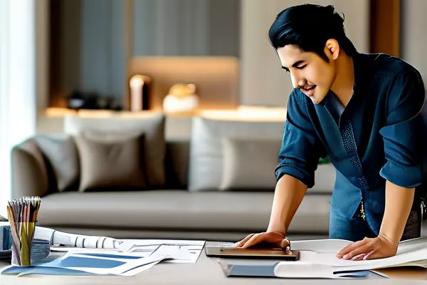 設計師與客戶討論裝修方案