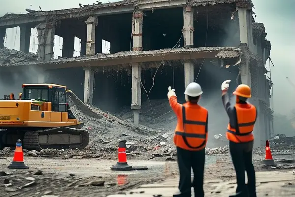 專業團隊進行廠房結構拆除作業現場