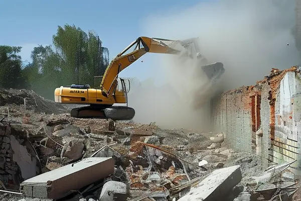 專業拆除團隊進行舊房結構拆除作業現場