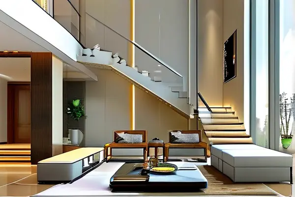 現代復式客廳裝修效果圖