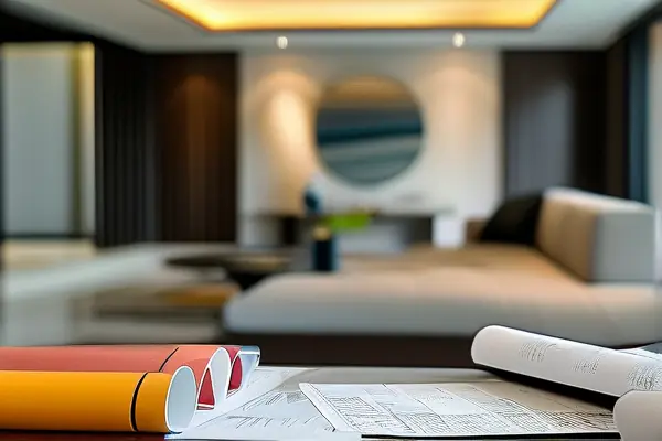 業主與設計師討論精裝修預算